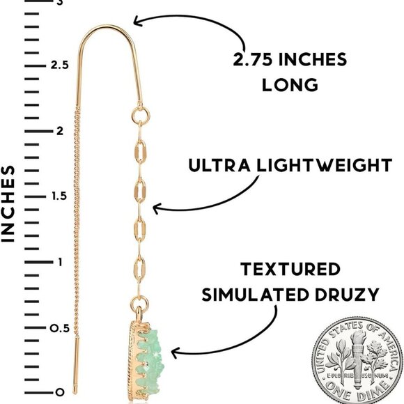 Simulated Druzy Earrings Women Gold Silver Rose Long Drop Jewelry Boho - Picture 4 of 9